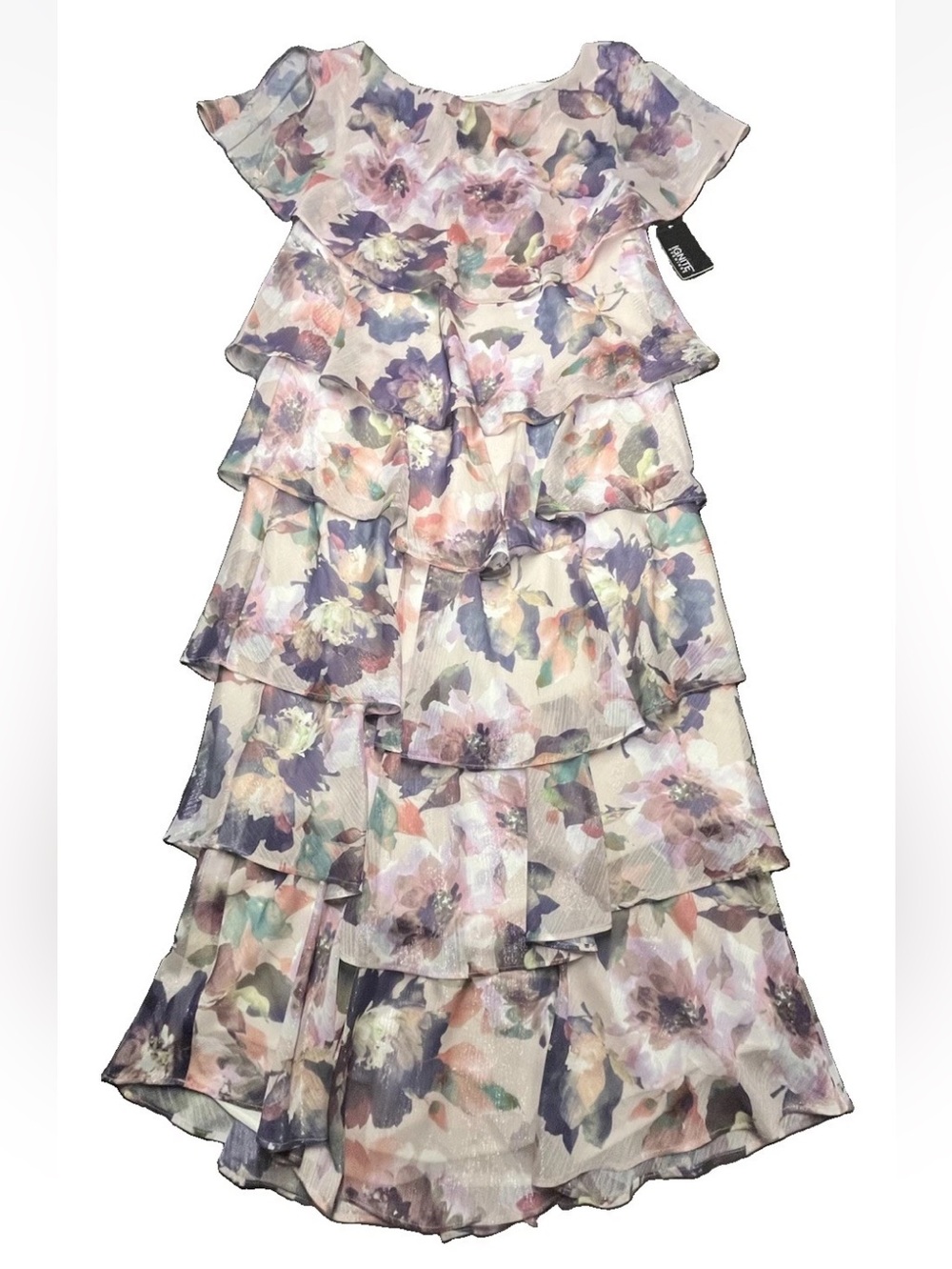 Ignite Evenings Layered Simmering, Flowing Evening Gown, 12 NWT